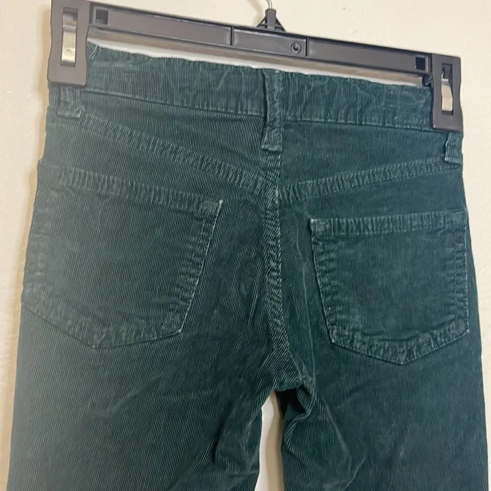 Old Navy High Rise Flare Pants Girls 7 Emerald Green Corduroy Soft Stretch